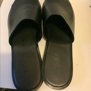 Able black leather slides size 10